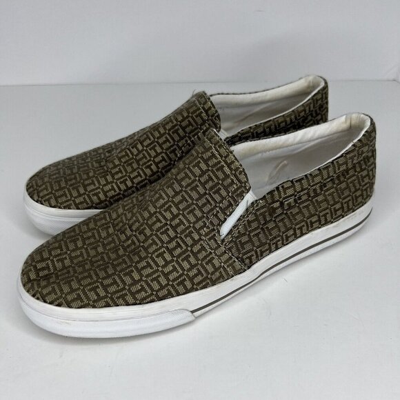 Tommy Hilfiger Shoes - Tommy Hilfiger Gold Lebriz Canvas Slip On Loafers Womens Size 8 Casual Shoes
